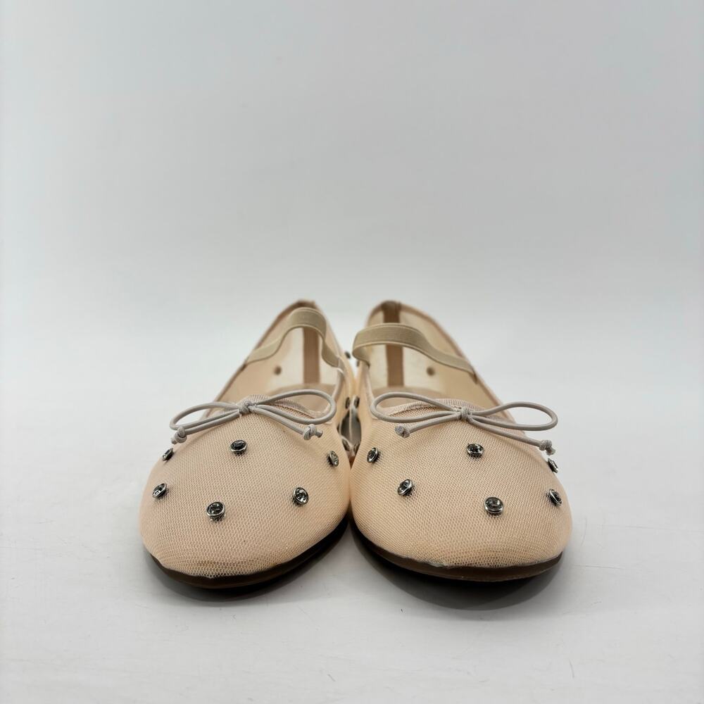 Project Cloud Amity Nude Rhinestone Ballet Flats Mesh Bow Glam - Picture 3 of 14